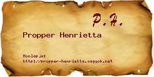 Propper Henrietta névjegykártya